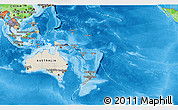 Shaded Relief 3D Map of Australia and Oceania, political outside, shaded relief sea