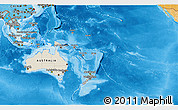 Shaded Relief 3D Map of Australia and Oceania, political shades outside, shaded relief sea