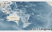 Shaded Relief 3D Map of Australia and Oceania, semi-desaturated