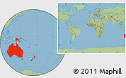 Savanna Style Location Map of Australia and Oceania, within the entire world