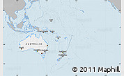 Gray Map of Australia and Oceania, single color outside