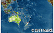 Physical Map of Australia and Oceania, darken