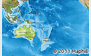 Physical Map of Australia and Oceania, satellite outside, shaded relief sea