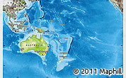 Physical Map of Australia and Oceania, semi-desaturated, land only