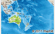 Physical Map of Australia and Oceania, shaded relief outside