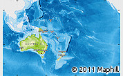 Physical Map of Australia and Oceania, single color outside, bathymetry sea, shaded relief sea