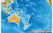 Political Map of Australia and Oceania, physical outside