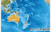 Political Map of Australia and Oceania, satellite outside, bathymetry sea