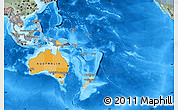 Political Map of Australia and Oceania, semi-desaturated, land only