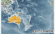 Political Map of Australia and Oceania, semi-desaturated