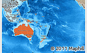 Political Shades Map of Australia and Oceania, semi-desaturated, land only