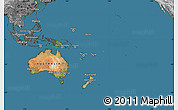 Satellite Map of Australia and Oceania, desaturated, land only