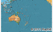 Satellite Map of Australia and Oceania, political shades outside, satellite sea