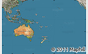 Satellite Map of Australia and Oceania, semi-desaturated, land only