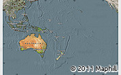 Satellite Map of Australia and Oceania, semi-desaturated