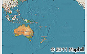 Satellite Map of Australia and Oceania, shaded relief outside, satellite sea