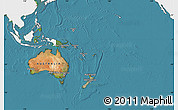 Satellite Map of Australia and Oceania, single color outside