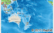 Shaded Relief Map of Australia and Oceania, political outside, shaded relief sea