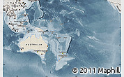 Shaded Relief Map of Australia and Oceania, semi-desaturated