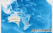 Shaded Relief Map of Australia and Oceania, single color outside