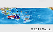 Flag Panoramic Map of Australia and Oceania, physical outside