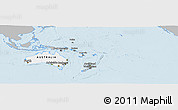 Gray Panoramic Map of Australia and Oceania, single color outside