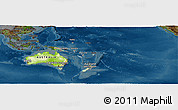 Physical Panoramic Map of Australia and Oceania, darken