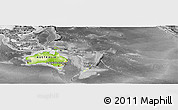 Physical Panoramic Map of Australia and Oceania, desaturated