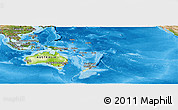 Physical Panoramic Map of Australia and Oceania, satellite outside, shaded relief sea