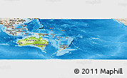 Physical Panoramic Map of Australia and Oceania, shaded relief outside