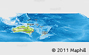 Physical Panoramic Map of Australia and Oceania, single color outside