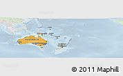 Political Panoramic Map of Australia and Oceania, lighten
