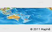 Political Panoramic Map of Australia and Oceania, physical outside