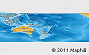 Political Panoramic Map of Australia and Oceania, political shades outside