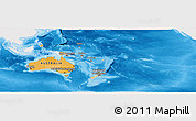 Political Panoramic Map of Australia and Oceania, single color outside
