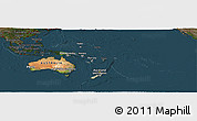 Satellite Panoramic Map of Australia and Oceania, darken