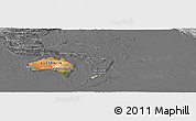 Satellite Panoramic Map of Australia and Oceania, desaturated