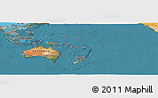 Satellite Panoramic Map of Australia and Oceania, political shades outside, satellite sea