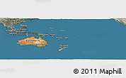 Satellite Panoramic Map of Australia and Oceania, semi-desaturated, land only