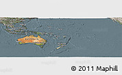 Satellite Panoramic Map of Australia and Oceania, semi-desaturated