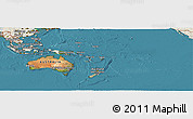 Satellite Panoramic Map of Australia and Oceania, shaded relief outside, satellite sea