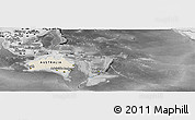 Shaded Relief Panoramic Map of Australia and Oceania, desaturated