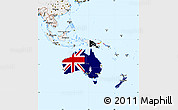 Flag Simple Map of Australia and Oceania, single color outside, borders and labels