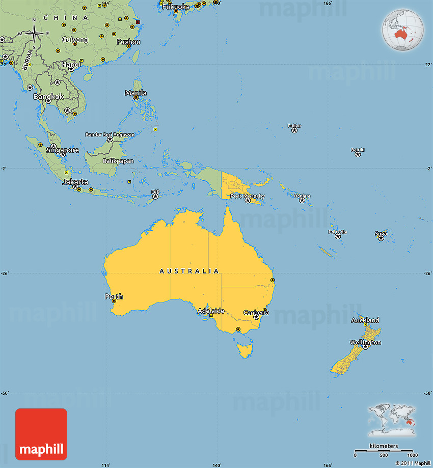 simple map of oceania