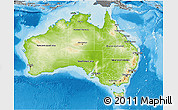 Physical 3D Map of Australia, desaturated, land only