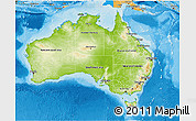 Physical 3D Map of Australia, political shades outside