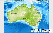 Physical 3D Map of Australia, single color outside, bathymetry sea