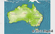 Physical 3D Map of Australia, single color outside, satellite sea