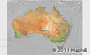 Satellite 3D Map of Australia, lighten, desaturated