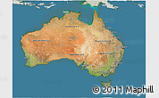 Satellite 3D Map of Australia, lighten, land only